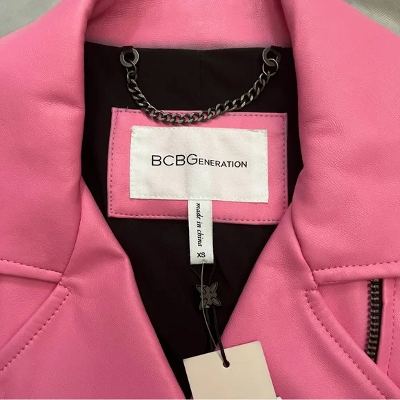BCBGeneration Cropped Faux Leather Moto Jacket size xs - Picture 5 of 9